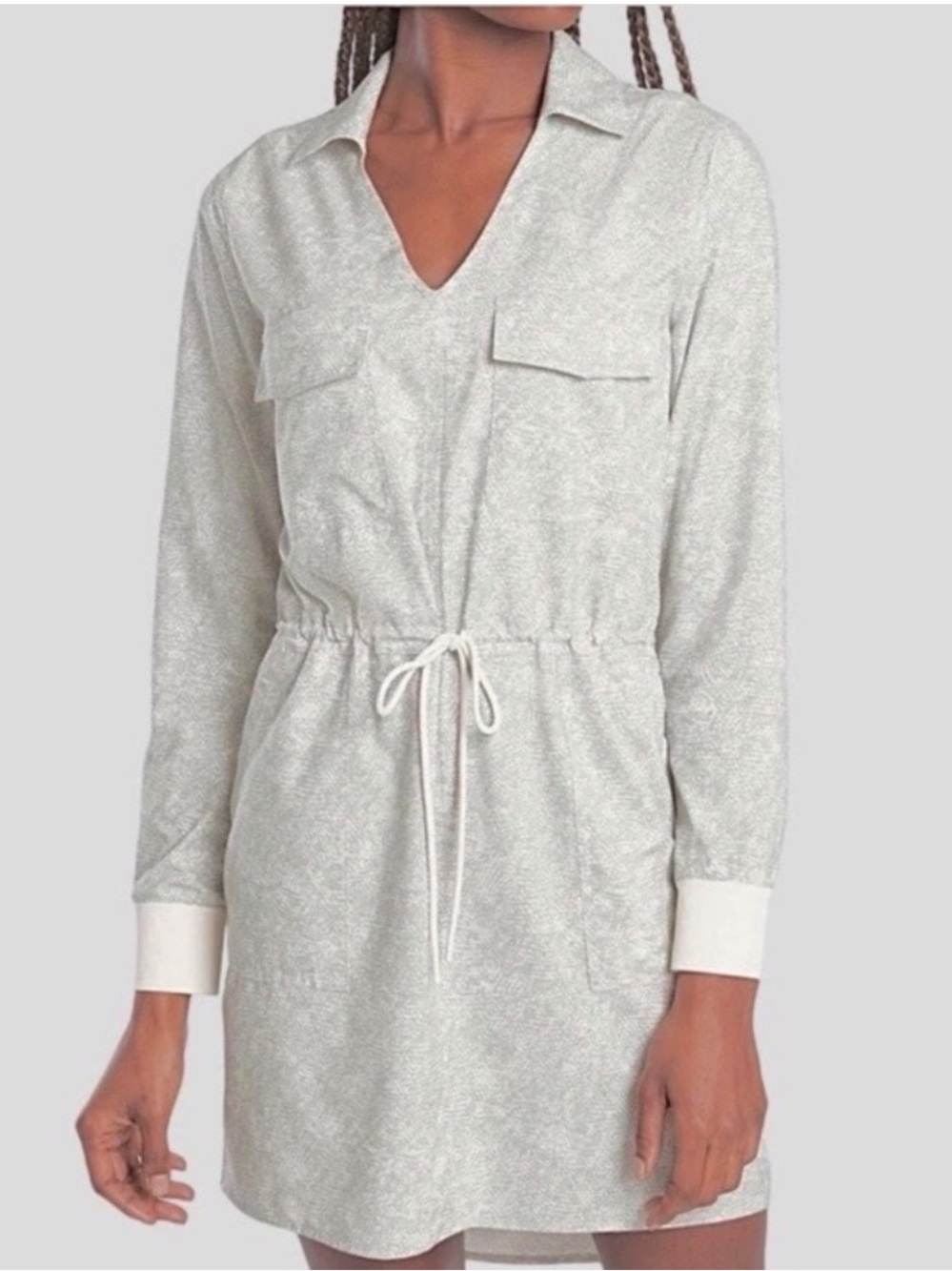 Athleta Zuma Printed Shirt Dress Snake Print Long Sleeve Viper Grey Sz M